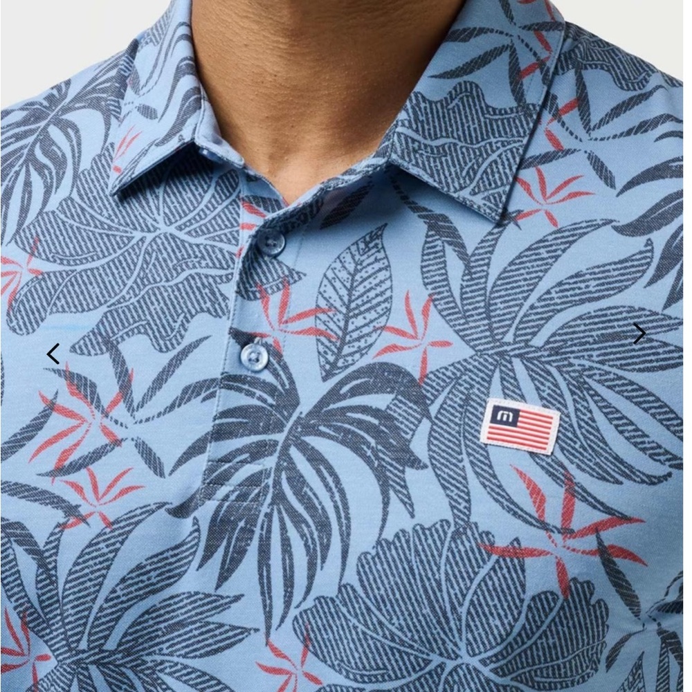 Travis Mathew “Red Letter Day” Polo in color Quiet Harbor